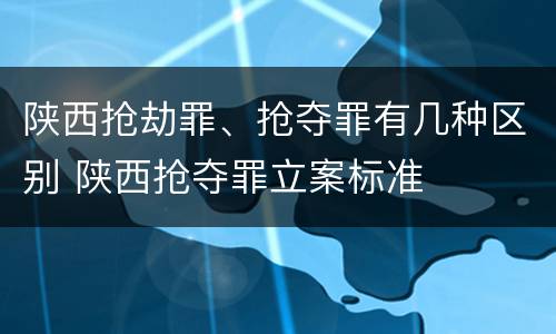 陕西抢劫罪、抢夺罪有几种区别 陕西抢夺罪立案标准