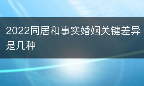 2022同居和事实婚姻关键差异是几种