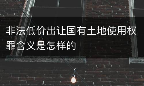 非法低价出让国有土地使用权罪含义是怎样的