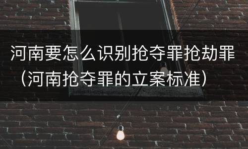 河南要怎么识别抢夺罪抢劫罪（河南抢夺罪的立案标准）