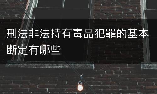 刑法非法持有毒品犯罪的基本断定有哪些