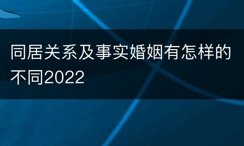 同居关系及事实婚姻有怎样的不同2022
