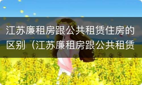 江苏廉租房跟公共租赁住房的区别（江苏廉租房跟公共租赁住房的区别是什么）