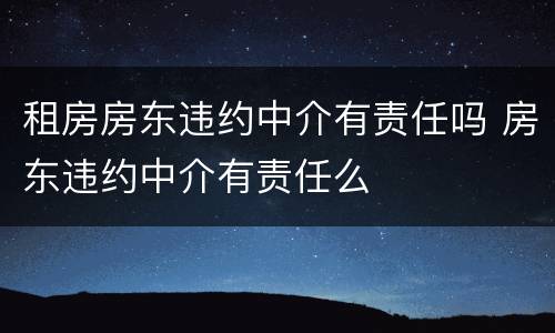 租房房东违约中介有责任吗 房东违约中介有责任么