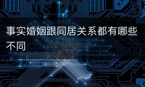 事实婚姻跟同居关系都有哪些不同