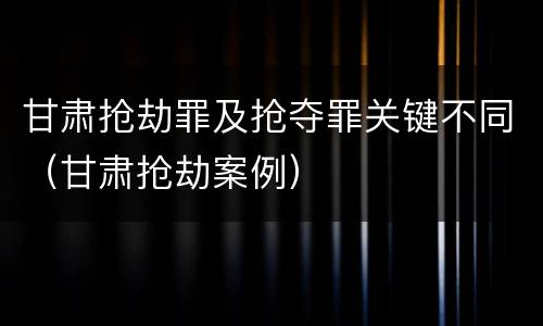 甘肃抢劫罪及抢夺罪关键不同（甘肃抢劫案例）