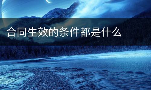 合同生效的条件都是什么
