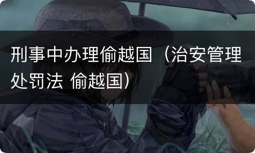 刑事中办理偷越国（治安管理处罚法 偷越国）