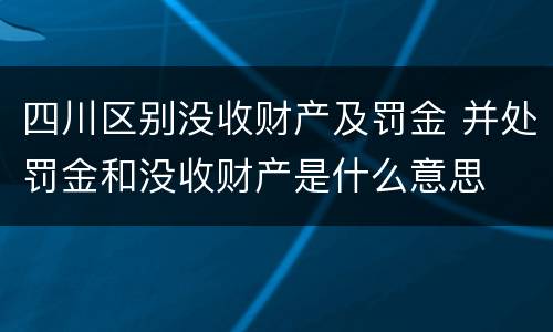 四川区别没收财产及罚金 并处罚金和没收财产是什么意思