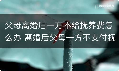 父母离婚后一方不给抚养费怎么办 离婚后父母一方不支付抚养费怎么办