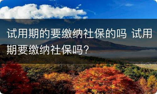 试用期的要缴纳社保的吗 试用期要缴纳社保吗?