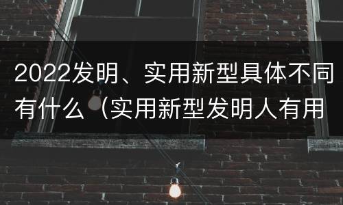 2022发明、实用新型具体不同有什么（实用新型发明人有用吗）