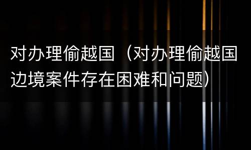 对办理偷越国（对办理偷越国边境案件存在困难和问题）