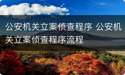 公安机关立案侦查程序 公安机关立案侦查程序流程