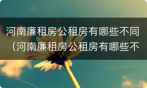 河南廉租房公租房有哪些不同（河南廉租房公租房有哪些不同的地方）