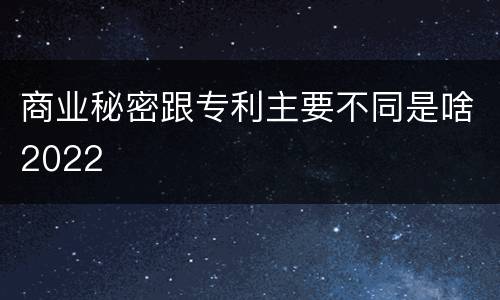 商业秘密跟专利主要不同是啥2022