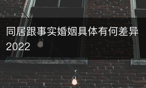 同居跟事实婚姻具体有何差异2022