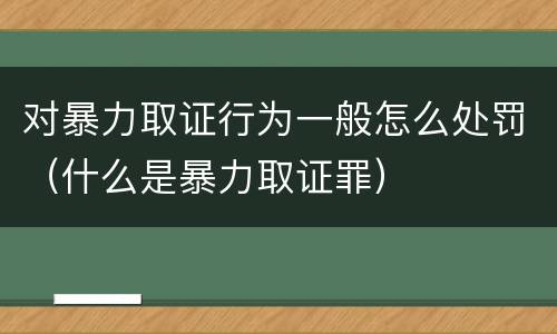 对暴力取证行为一般怎么处罚（什么是暴力取证罪）