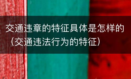 交通违章的特征具体是怎样的（交通违法行为的特征）
