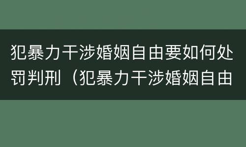 犯暴力干涉婚姻自由要如何处罚判刑（犯暴力干涉婚姻自由要如何处罚判刑几年）