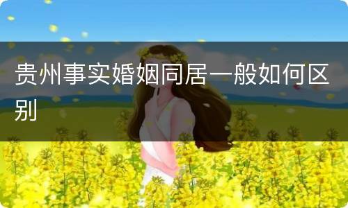 贵州事实婚姻同居一般如何区别