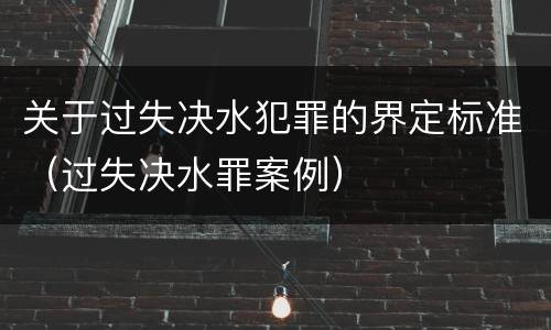 关于过失决水犯罪的界定标准（过失决水罪案例）