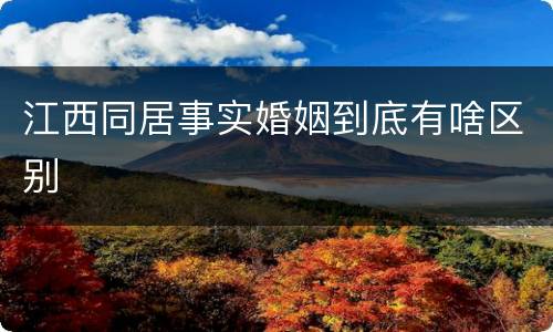 江西同居事实婚姻到底有啥区别