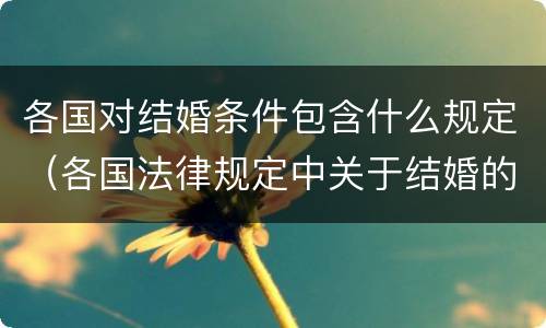 各国对结婚条件包含什么规定（各国法律规定中关于结婚的禁止条件包括什么）