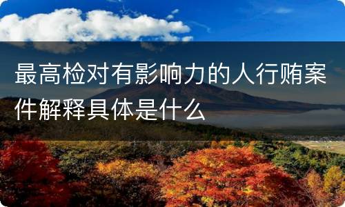 最高检对有影响力的人行贿案件解释具体是什么