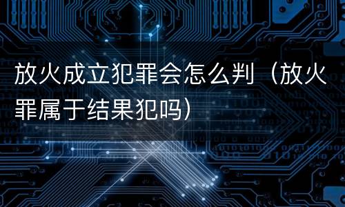 放火成立犯罪会怎么判（放火罪属于结果犯吗）