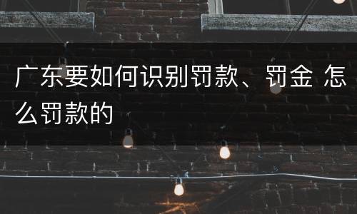 广东要如何识别罚款、罚金 怎么罚款的