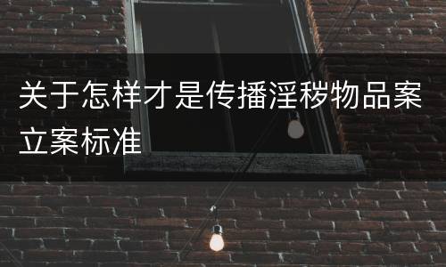 关于怎样才是传播淫秽物品案立案标准