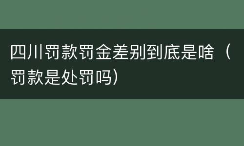 四川罚款罚金差别到底是啥（罚款是处罚吗）