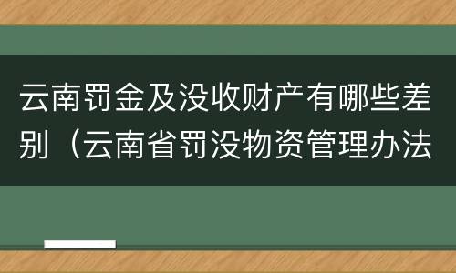 云南罚金及没收财产有哪些差别（云南省罚没物资管理办法）