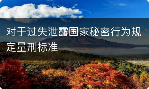 对于过失泄露国家秘密行为规定量刑标准