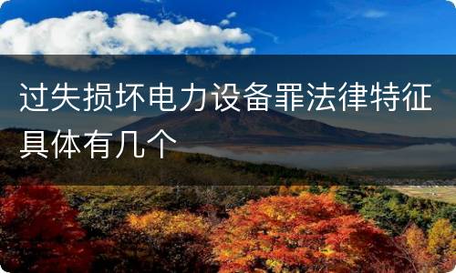 过失损坏电力设备罪法律特征具体有几个