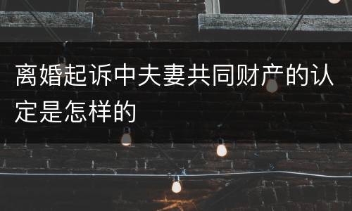 离婚起诉中夫妻共同财产的认定是怎样的