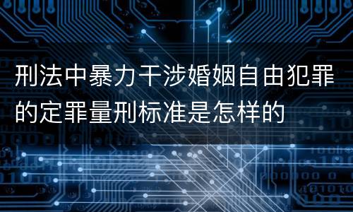 刑法中暴力干涉婚姻自由犯罪的定罪量刑标准是怎样的