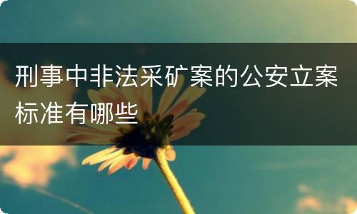 刑事中非法采矿案的公安立案标准有哪些
