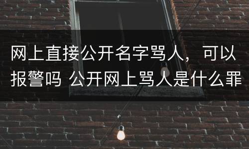 网上直接公开名字骂人，可以报警吗 公开网上骂人是什么罪?