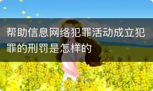 帮助信息网络犯罪活动成立犯罪的刑罚是怎样的
