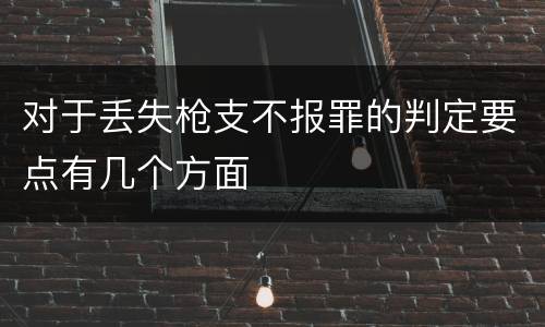 对于丢失枪支不报罪的判定要点有几个方面