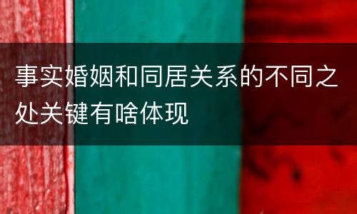 事实婚姻和同居关系的不同之处关键有啥体现