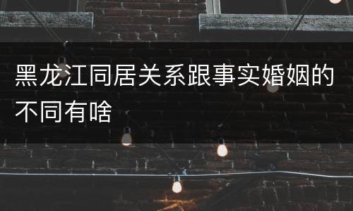 黑龙江同居关系跟事实婚姻的不同有啥