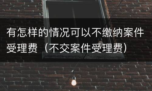 有怎样的情况可以不缴纳案件受理费（不交案件受理费）