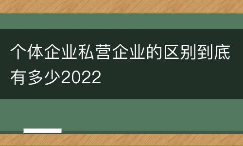 个体企业私营企业的区别到底有多少2022