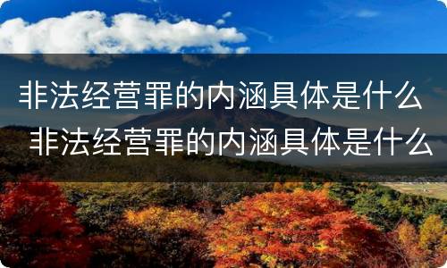 非法经营罪的内涵具体是什么 非法经营罪的内涵具体是什么内容