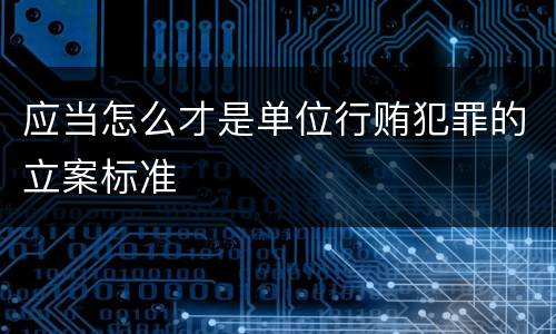 应当怎么才是单位行贿犯罪的立案标准