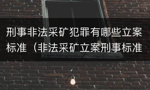 刑事非法采矿犯罪有哪些立案标准（非法采矿立案刑事标准是什么）