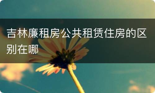 吉林廉租房公共租赁住房的区别在哪